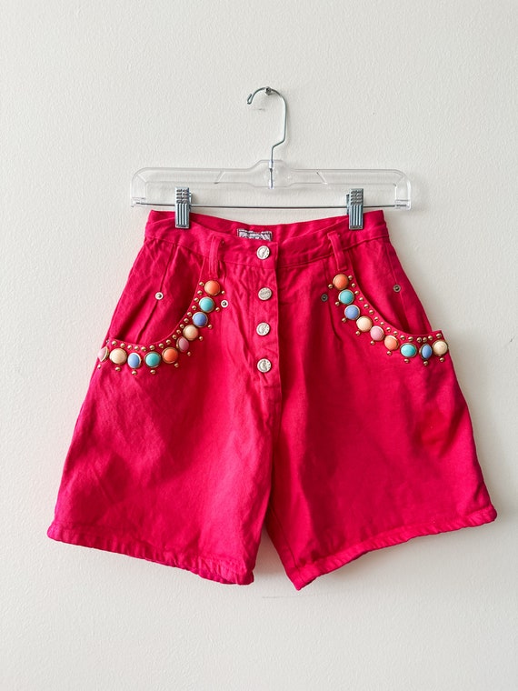 VTG True Blue Hot pink Studded Shorts