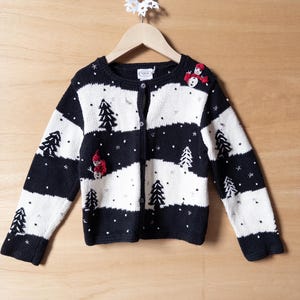 VTG タルボット キッズ クリスマス ブラック&ホワイト カーディガン