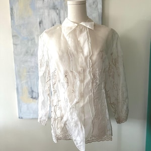 Vintage Appraisal Sheer Embroidered Blouse