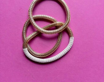 Set of 3  Chainmail Stretch brass Bracelets