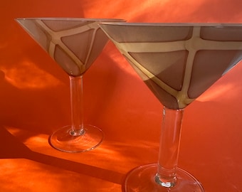 2 Thick Stemmed Martini Glasses