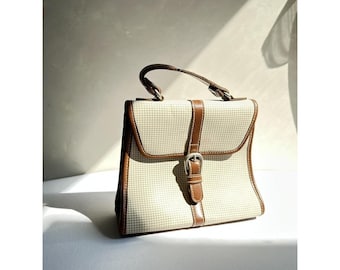 Esprit Houndstooth Top Handle Bag Womens Satchel Handbag Purse Vintage
