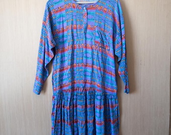 Star of India Vintage Abstract Print Drop Waist Midi Dress