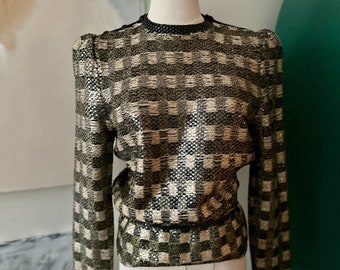 Vintage St. John for Saks Fifth Avenue shiny Metallic Sweater 1980S