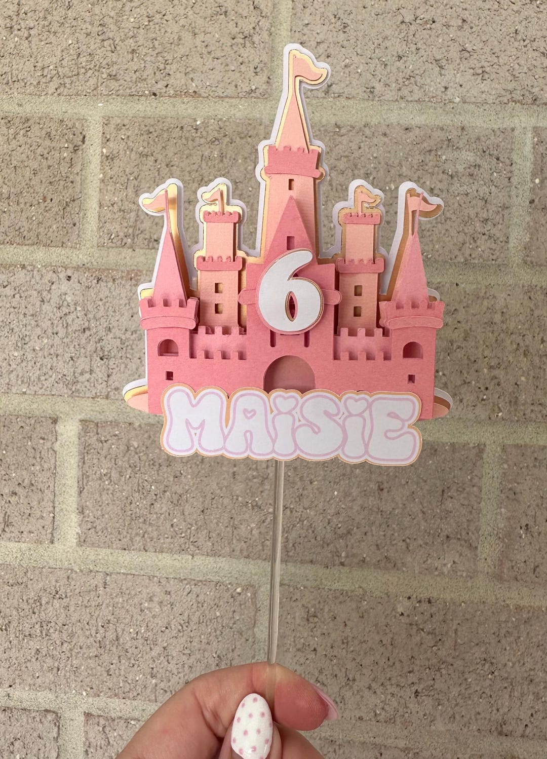 Personalized Princess Castle Cake Topper | Pink Birthday Party Decor ...