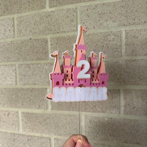 Personalized Princess Castle Cake Topper | Pink Birthday Party Decor ...