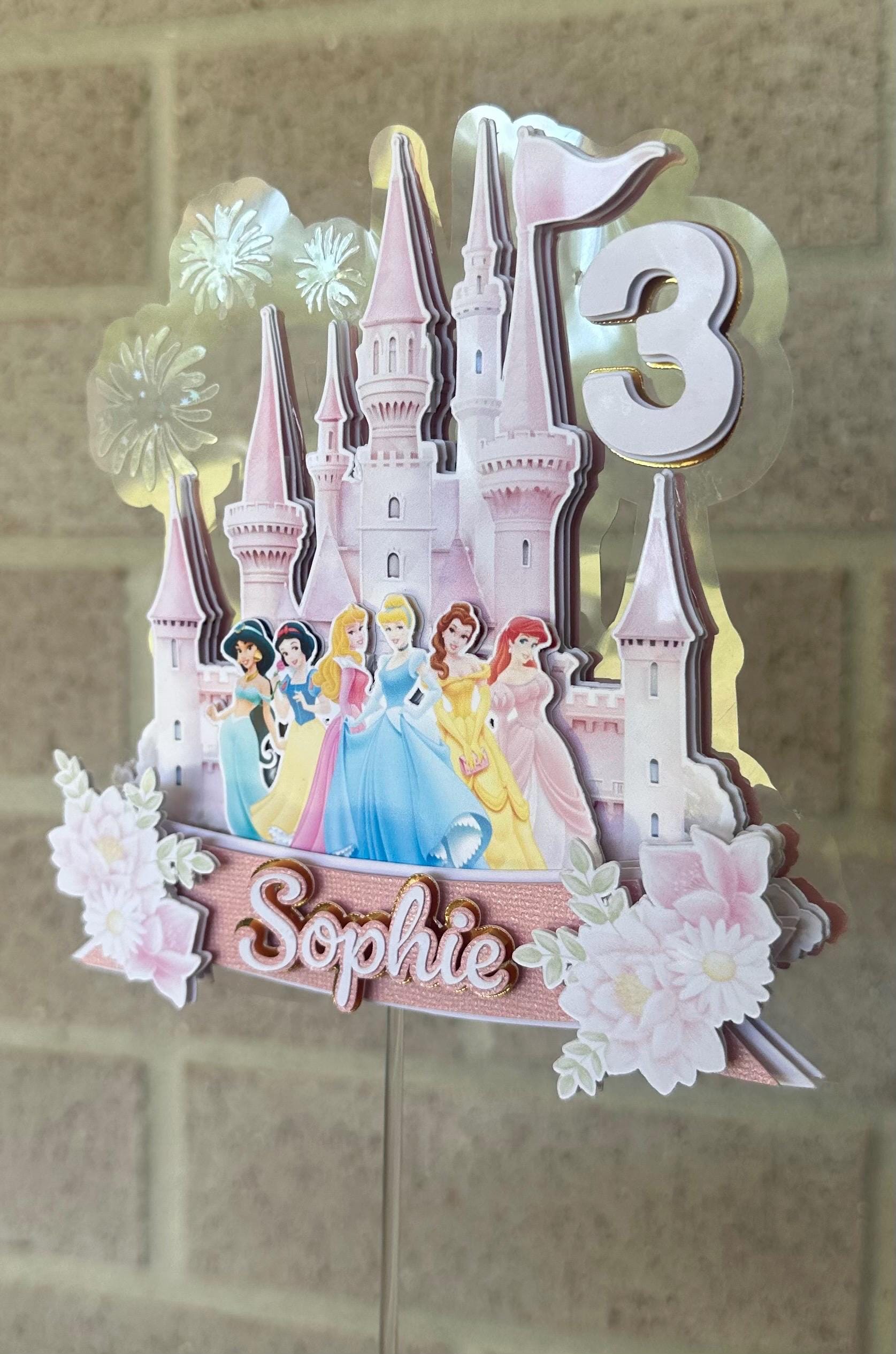 Personalized Princess Castle Cake Topper | Princess| Pink Birthday ...
