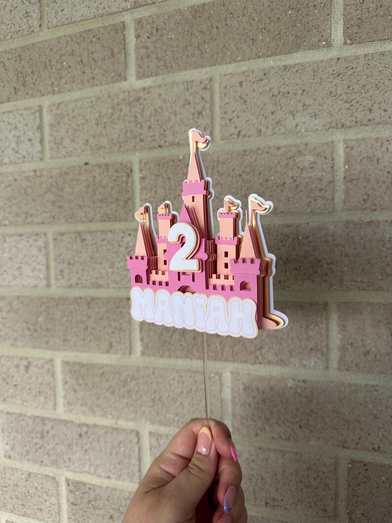 Personalized Princess Castle Cake Topper | Pink Birthday Party Decor ...