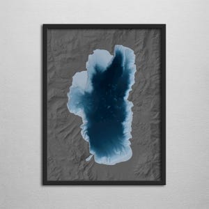 Lake Tahoe Bathymetric Map – Underwater Terrain Print