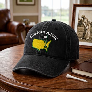 Custom Name Golf Embroidered Hat Masters Inspired USA Map Cap Personalized Golf Gift For Dad Grandpa Husband Golfer Father's Day