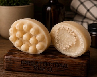 Honey Bee Scrub Massage Bar – Handmade Tallow Soap with Loofah – Exfoliating Bath Bar