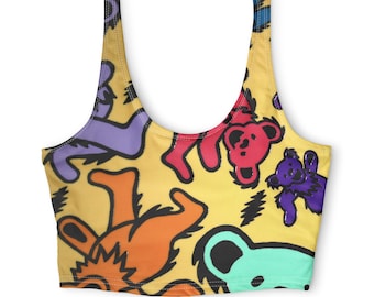 Polyester Sports Bra (AOP) grateful dead