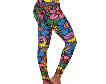 High Waisted Yoga Leggings (AOP) grateful dead