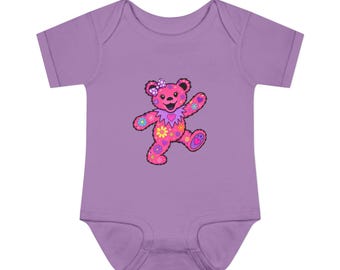 Babybody med ribbad krage och mönster från Grateful Dead