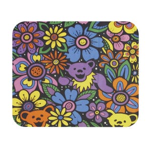 Dancing Bears Floral Psychedelic Mouse Pad | Owsley Deadhead Design