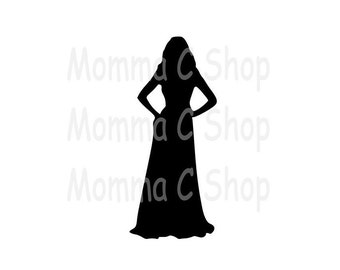 Woman in Evening Gown One Color Instant SVG Bundle Digital Download File Cuttable