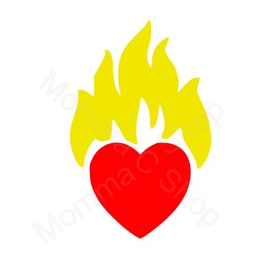 Cuore in fiamme SVG Matrimonio Fidanzamento Proposta Ballo Regalo Amore Tatuaggio Gesù Spirito Santo Tavola San Valentino Download istantaneo File Digitale Jpeg