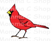 Cardinal SVG and JPEG Instant Download Digital Download One Color File Cuttable, Bird, Mascot, Red Bird, Forest, Trees, Aves, Midwest Bird