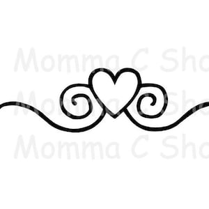 Corazón remolino SVG amor borde matrimonio boda novia novio graduación vacaciones día de San Valentín PNG JPG descarga digital instantánea archivo recortable
