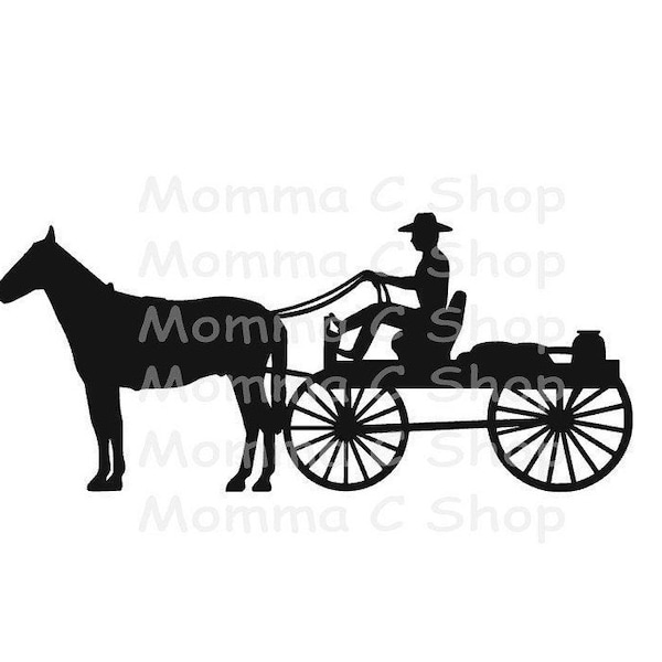 Horse and Buggy svg jpg Instant Digital Download File Cuttable, Amish, Country, Farm, Nature