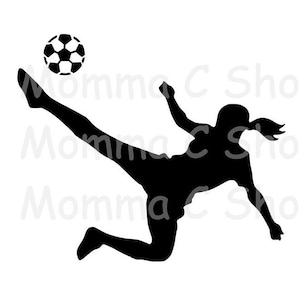 Menina Futebol SVG Feminino Chute Esporte Bola Pontuação Atacante Time Chute Drible Campeão Futebol JPEG Digital Baixar Arquivo