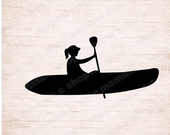 Kayak SVG: Female Canoe, Water Sports Clipart (Digital Download)