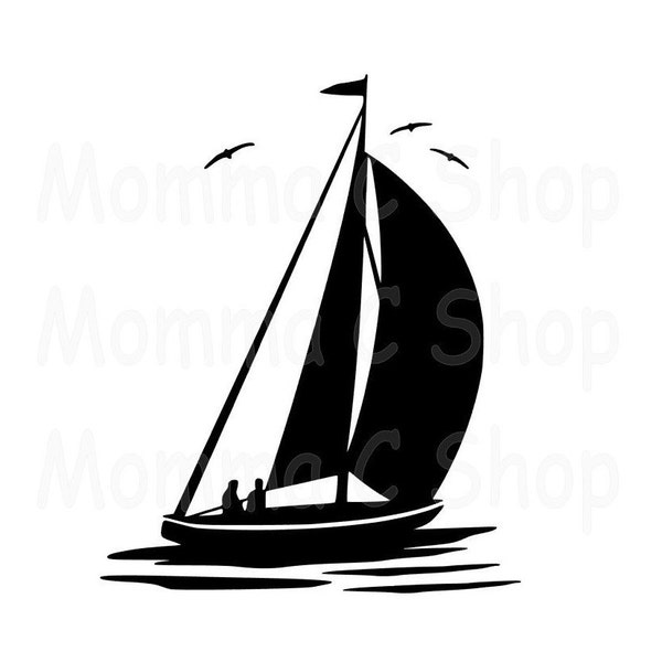 Sailing Boat Yacht Ocean Lake Boating Water Sports Summer Vacation Instant Digital Download Svg Jpeg