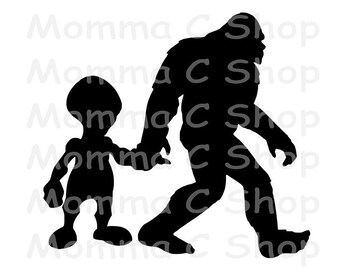 Bigfoot and Alien Friends Vector Art, Sasquatch JPEG SVG (Digital Download)