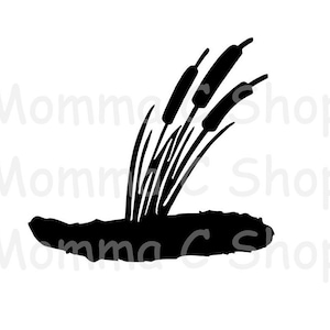 Quenouilles SVG étang lac marais zone humide plante aquatique plante roseau Nature poisson bio JPEG téléchargement numérique instantané fichier découpable