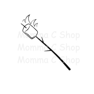 Guimauve rôtie SVG Feu de camp familial grillé S'mores Camping Vacances d'été Fire Smores Tente Cadeau JPG Téléchargement numérique instantané