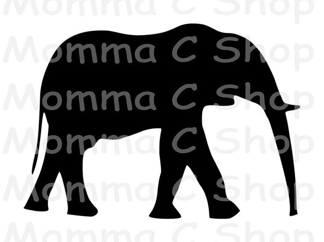 Elephant Silhouette SVG and JPG One Color Instant Digital Download File
