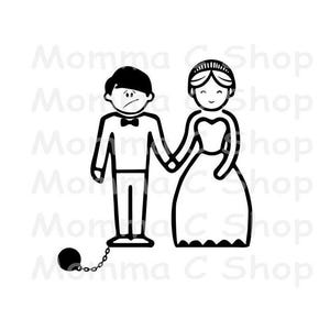 Just Married SVG Wedding Invitation Bride Groom Honeymoon Wedding Party ball and chain gift bridal shower PNG Jpg Instant Digital Download