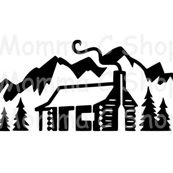 Mountain Cabin Camping SVG and JPEG Instant Digital Download File Cuttable Tent Hiking Forest Campfire National Park Family Vacation RV