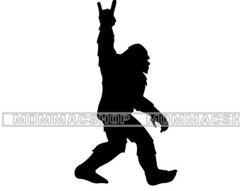 Sasquatch Bigfoot Rock On SVG: Hiking, Camping, Forest (Digital Download)