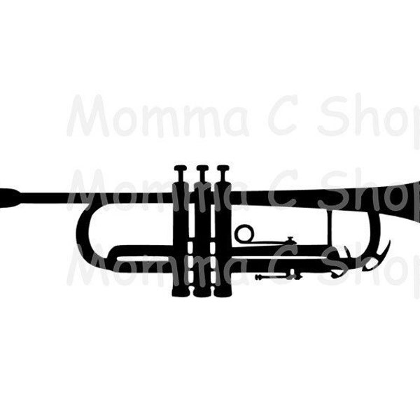 Horn Trumpet SVG and JPEG Musical Instrument Instant Digital Download One Color File Cuttable Orchestra Band Concert Sports  School Studio