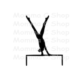Gymnastique fille SVG Femme aux barres asymétriques Gymnaste Jeux olympiques Horizontal High Olympic JPEG Téléchargement numérique instantané Couper