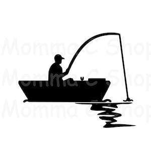 Barco Pesca SVG Pescador Oceano Lagoa Rio Férias Relaxamento Peixe Família Passeios de Barco Pólo Lancha Pescador Download Digital Instantâneo Arquivo