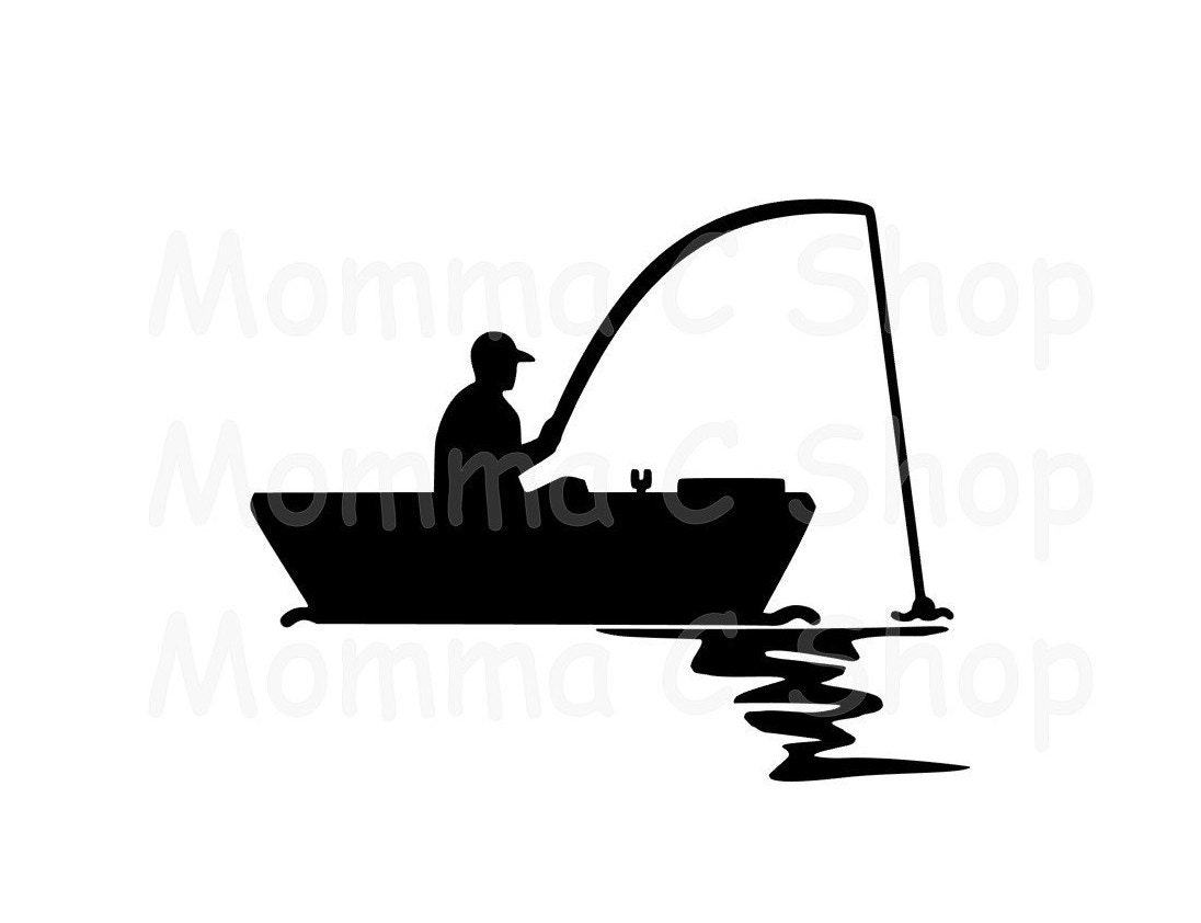Boat Fishing SVG and JPEG Fisherman Instant Digital Download File