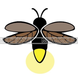 Fichier de téléchargement numérique instantané Firefly SVG et JPEG à découper dans le jardin, fleur de jardin, insecte éclaircissant, insecte coléoptère, été famille cabane chalet