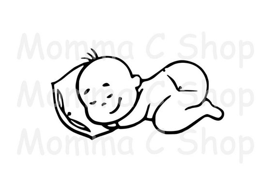 Download Sleeping Baby Svg And Jpeg Instant Digital Download One Color Etsy