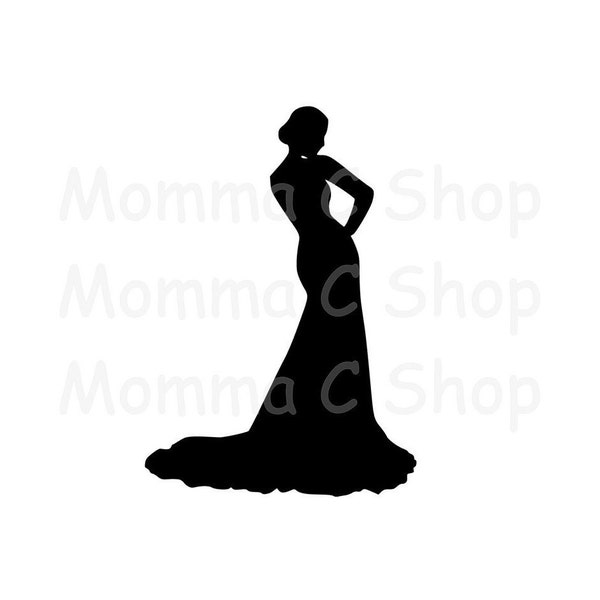 Woman Evening Gown SVG Dress Wedding Cocktail Bride Bridesmaid Prom Formal Red Carpet Dance Female Party Instant Digital Download File JPEG