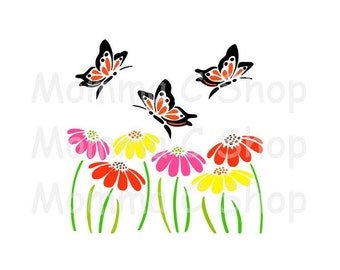Butterfly & Coneflower SVG, Garden Design (Digital Download)
