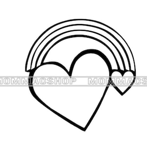 Coeur arc-en-ciel SVG amour professeur de romance couple LGBT babillard tatouage Saint Valentin téléchargement numérique JPEG