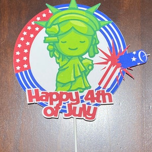 4th of July CakeTopper.  Fourth of July party, Centerpieces.