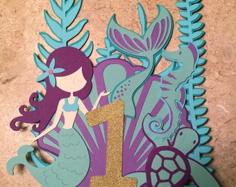Mermaid Cake Topper/Under the sea party/luau Party/Tropical theme party /Centerpieces