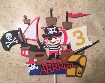 Boy Pirate Cake Topper/Pirates Theme Party/Pirates of the Caribbean Party/Centerpieces