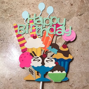 Ice Cream Cake Topper/ Birthday Themed Ice Cream Party/Nation Ice Cream Day /Centerpieces