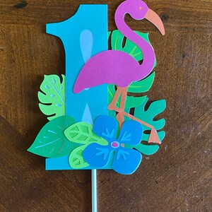 Flamingo Cake Topper, luau Party, Tropical theme party , Centerpieces