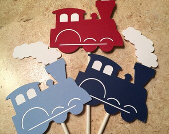Train with Smoke Cupcake Toppers