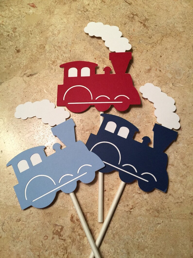 Train With Smoke Cupcake Toppers Etsy